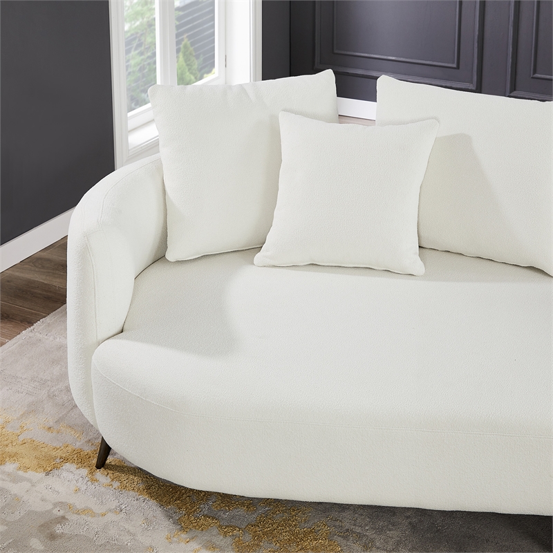 Lusitania Fabric & Solid Wood Left Facing Sectional Sofa in Cream
