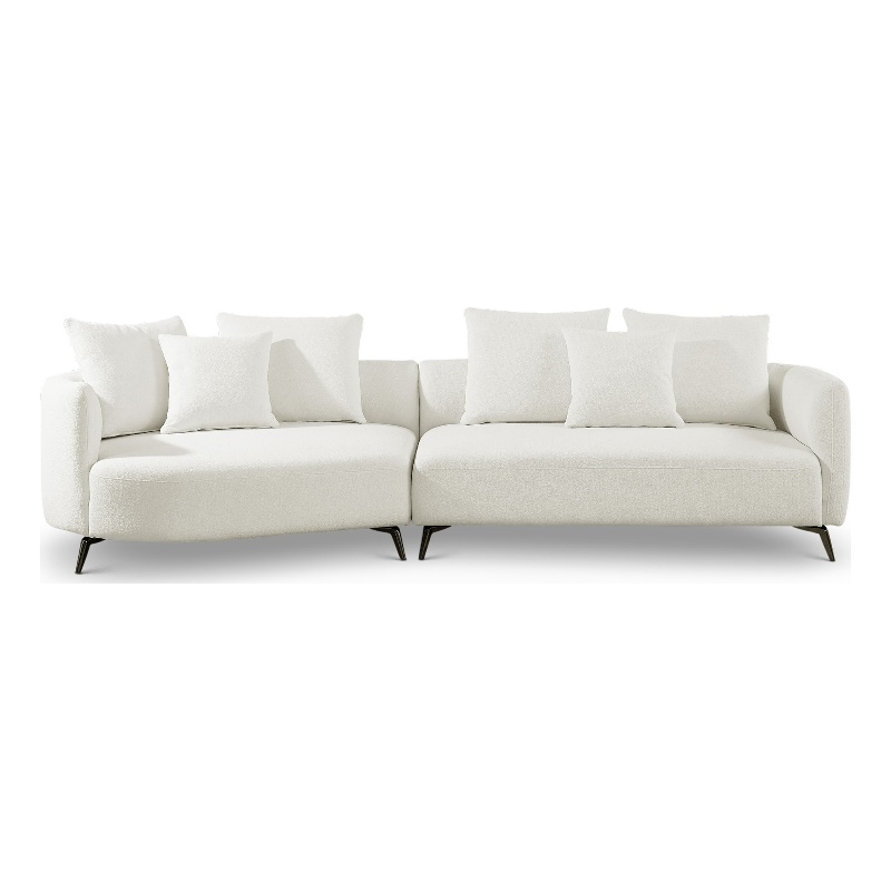 Lusitania Fabric & Solid Wood Left Facing Sectional Sofa in Cream