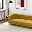 Ashcroft Lana Tufted Velvet Upholstered Couch in Yellow Mustard