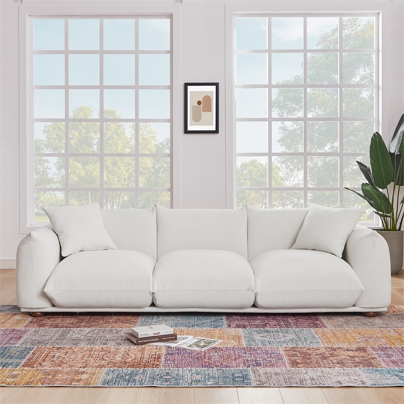 Arter Mid-Century Modern Living Room Luxury Boucle Fabric Couch in Cream