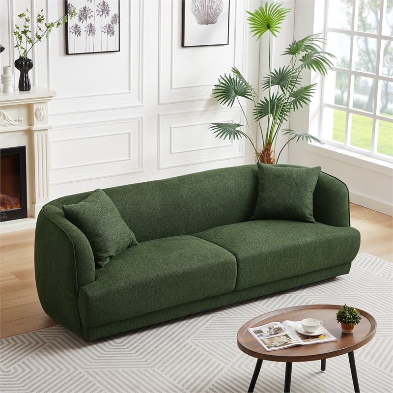 Venar Mid-Century Modern Living Room Luxury Fabric Linen Couch in Green