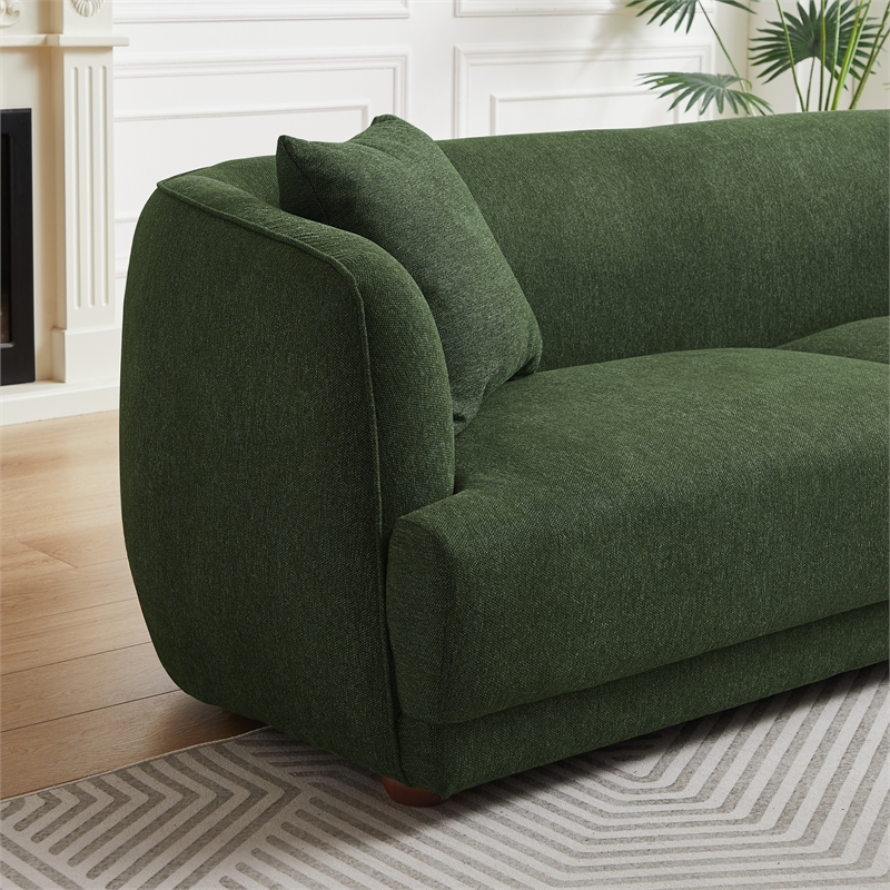 Venar Mid-Century Modern Living Room Luxury Fabric Linen Couch in Green