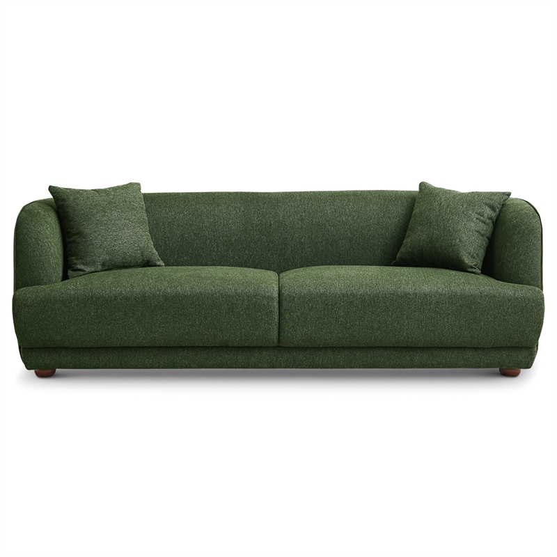 Venar Mid-Century Modern Living Room Luxury Fabric Linen Couch in Green