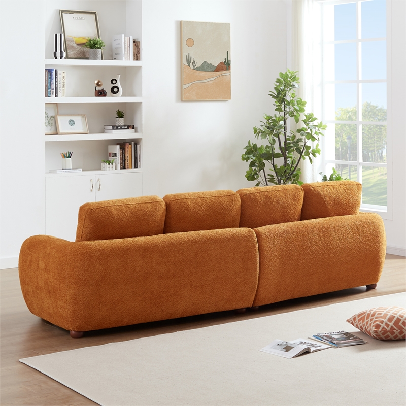 Virgo Mid-Century Modern Living Room Luxury Boucle Fabric Couch in Burnt Orange