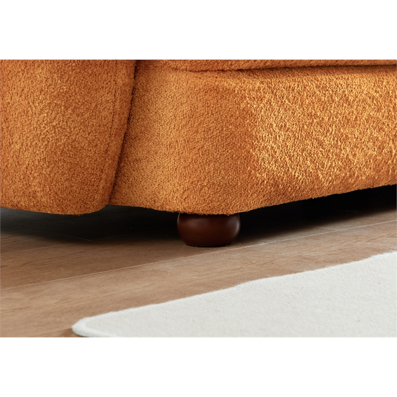 Virgo Mid-Century Modern Living Room Luxury Boucle Fabric Couch in Burnt Orange