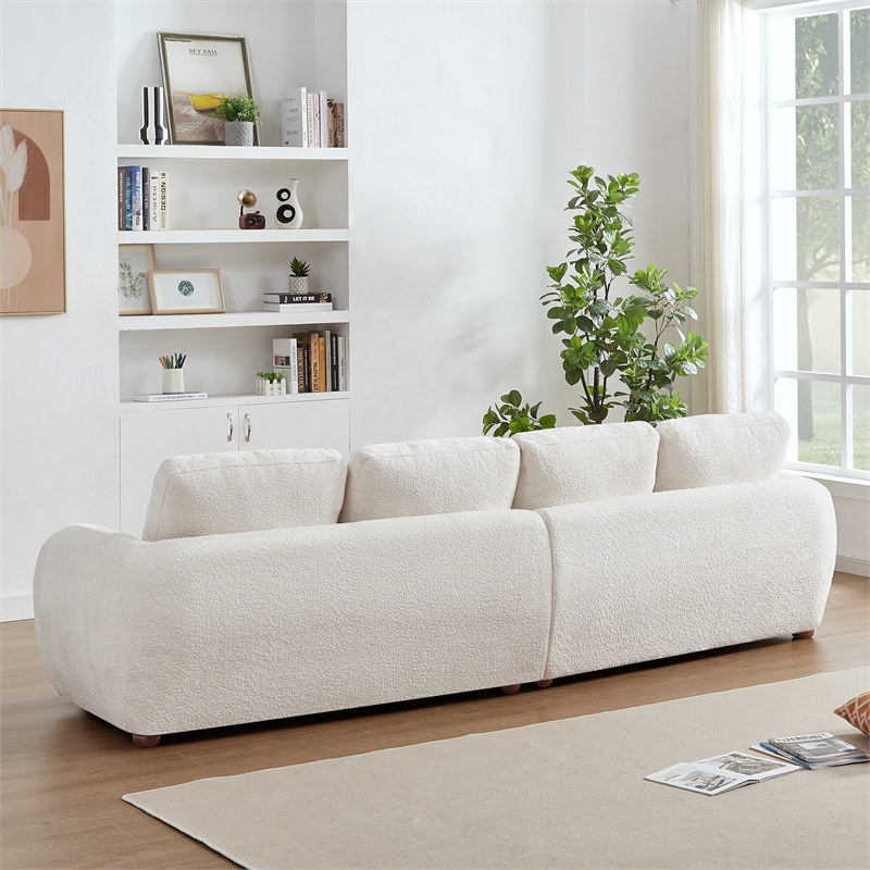 Virgo Mid-Century Modern Living Room Luxury Boucle Fabric Couch in Cream