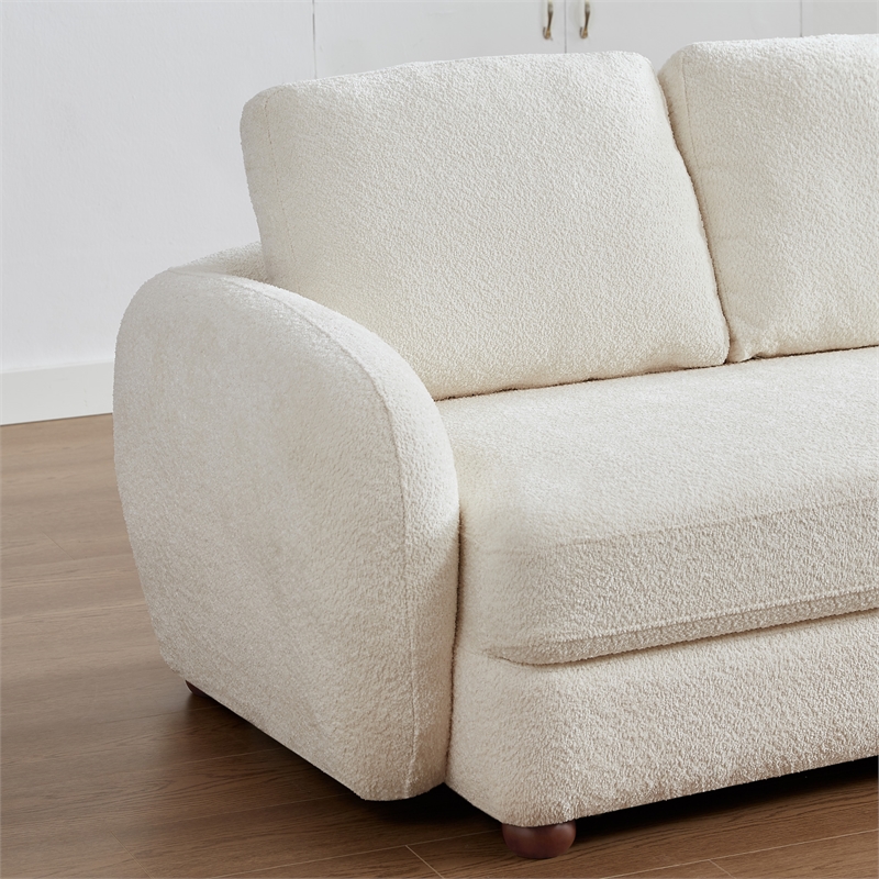 Virgo Mid-Century Modern Living Room Luxury Boucle Fabric Couch in Cream