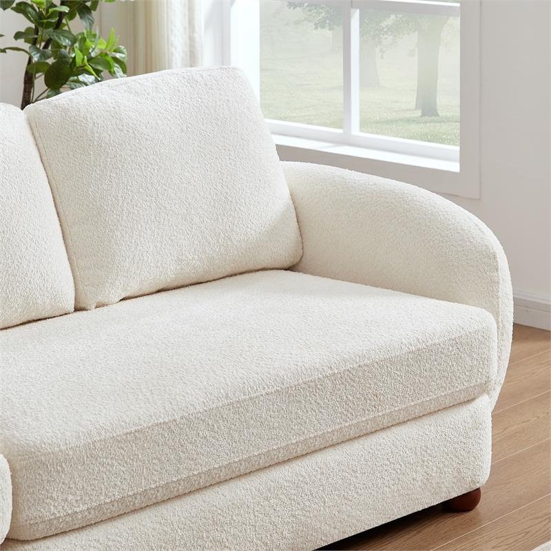 Virgo Mid-Century Modern Living Room Luxury Boucle Fabric Couch in Cream