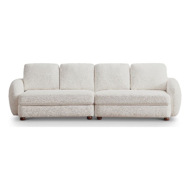 Virgo Mid-Century Modern Living Room Luxury Boucle Fabric Couch in Cream