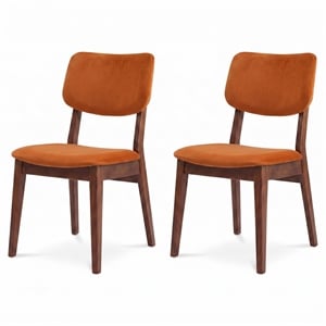 Aria Mid Century Velvet Dining Room&Kitchen Chair in Burnt Orange (Set of 2)