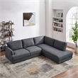 Griffith Modern Cozy Living Room Right Facing Gray Fabric Linen Sectional Sofa