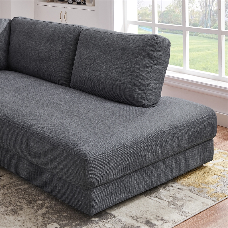 Griffith Modern Cozy Living Room Right Facing Gray Fabric Linen Sectional Sofa