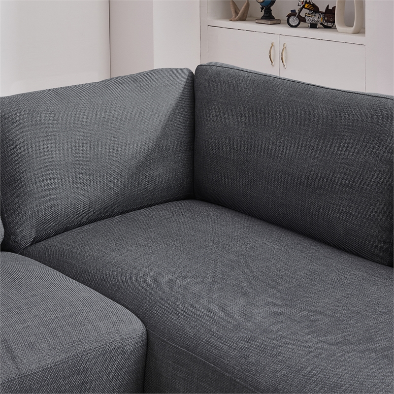 Griffith Modern Cozy Living Room Right Facing Gray Fabric Linen Sectional Sofa