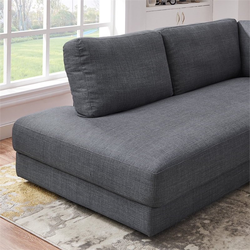Griffith Modern Cozy Living Room Left Facing Gray Fabric Linen Sectional Sofa