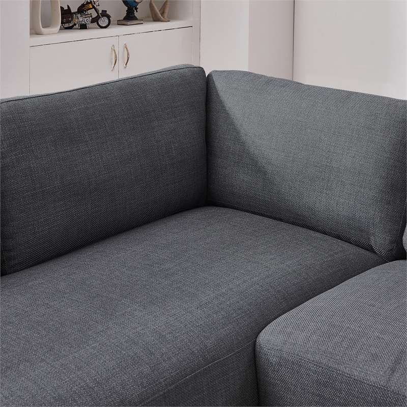 Griffith Modern Cozy Living Room Left Facing Gray Fabric Linen Sectional Sofa