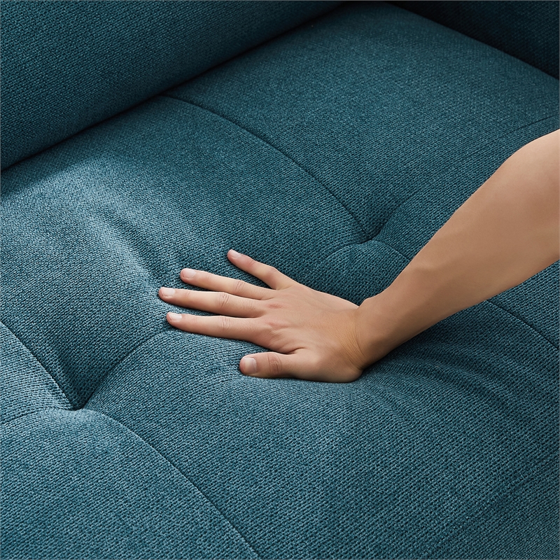 Ashcroft Sheridan Linen Fabric Upholstered Sofa in Blue