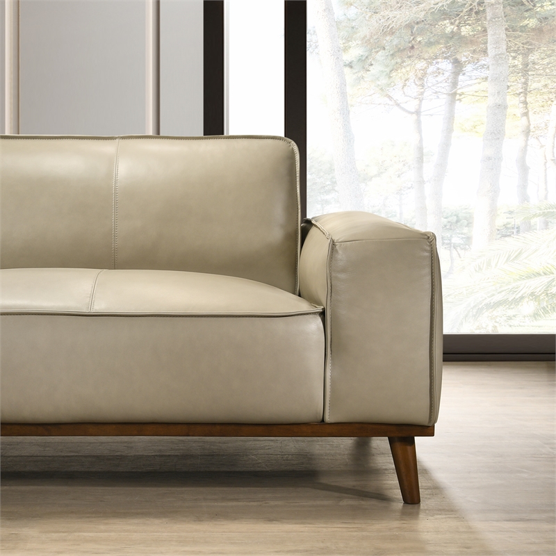 Oasis Modern Design Top Grain Leather Left-Faced Sectional Sofa in Beige