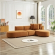 Ulysses Mid-Century L-Shaped Cognac Brown Velvet Right-Facing Sectional Sofa