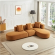 Ulysses Mid-Century L-Shaped Cognac Brown Velvet Right-Facing Sectional Sofa