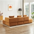 Ulysses Mid-Century L-Shaped Cognac Brown Velvet Right-Facing Sectional Sofa