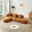 Ulysses Mid-Century L-Shaped Cognac Brown Velvet Left-Facing Sectional Sofa