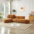 Ulysses Mid-Century L-Shaped Cognac Brown Velvet Left-Facing Sectional Sofa