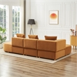 Ulysses Mid-Century L-Shaped Cognac Brown Velvet Left-Facing Sectional Sofa