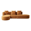 Ulysses Mid-Century L-Shaped Cognac Brown Velvet Left-Facing Sectional Sofa