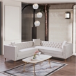 Lana Modern Living Room Cream Velvet Symmetrical Corner Sectional Sofa