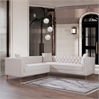 Lana Modern Living Room Cream Velvet Symmetrical Corner Sectional Sofa
