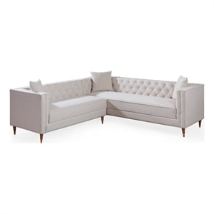 Lana Modern Living Room Cream Velvet Symmetrical Corner Sectional Sofa