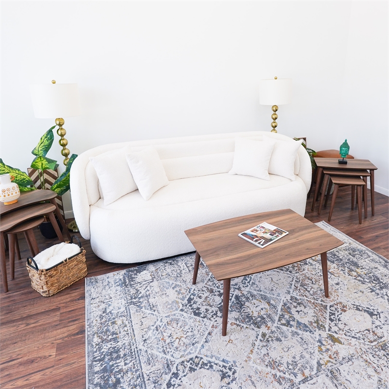 Reid Mid-Century Solid Wood Coffee Table with Angled Legs in Walnut