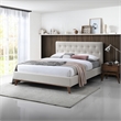 Wyatt Upholstered Fabric Queen Size Platform Bed in Light Beige