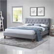 Wyatt Upholstered Fabric King Size Platform Bed in Light Gray