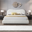 Weston Upholstered Fabric & Solid Wood Queen Platform Bed in Cream