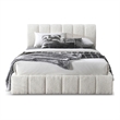 Larson Upholstered Fabric & Solid Wood Queen Platform Bed in White