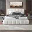 Larson Upholstered Fabric & Solid Wood King Platform Bed in White