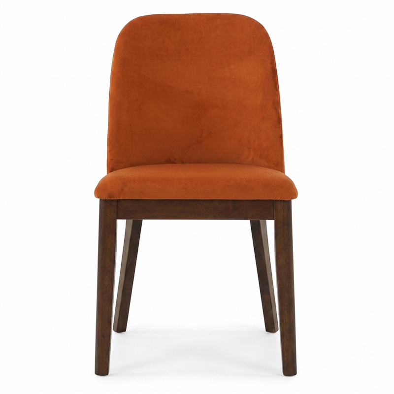 Belar Mid-Century Velvet Dining Chair in Burnt Orange (Set of 2)