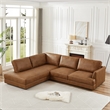 Griffith Upholstered Left-Facing Leather Sectional Sofa in Cognac Tan