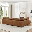 Griffith Upholstered Left-Facing Leather Sectional Sofa in Cognac Tan