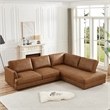 Griffith Upholstered Right-Facing Leather Sectional Sofa in Cognac Tan