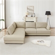 Griffith Upholstered Left-Facing Leather Sectional Sofa in Cream