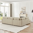 Griffith Upholstered Left-Facing Leather Sectional Sofa in Cream