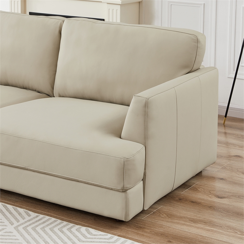 Griffith Upholstered Left-Facing Leather Sectional Sofa in Cream