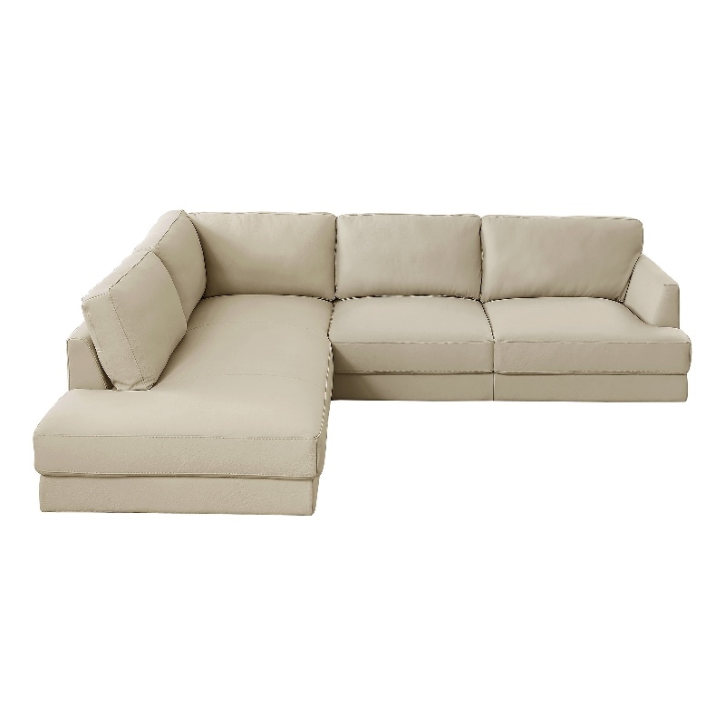 Griffith Upholstered Left-Facing Leather Sectional Sofa in Cream