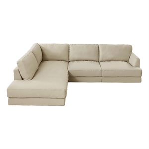 Griffith Upholstered Left-Facing Leather Sectional Sofa in Cream