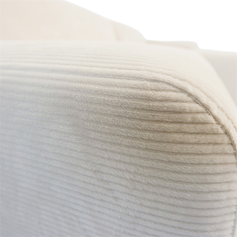 Chapman Upholstered Corduroy Fabric Living Room Right Sectional Sofa in Cream