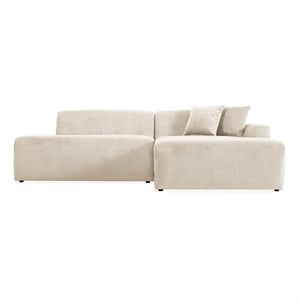 Chapman Upholstered Corduroy Fabric Living Room Right Sectional Sofa in Cream
