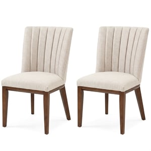 Colymore 19.5&quot Fabric Dining Chair in Beige (Set of 2)