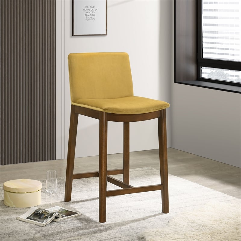Anderson Modern Furniture Style Velvet Counter Chair in Dark Yellow